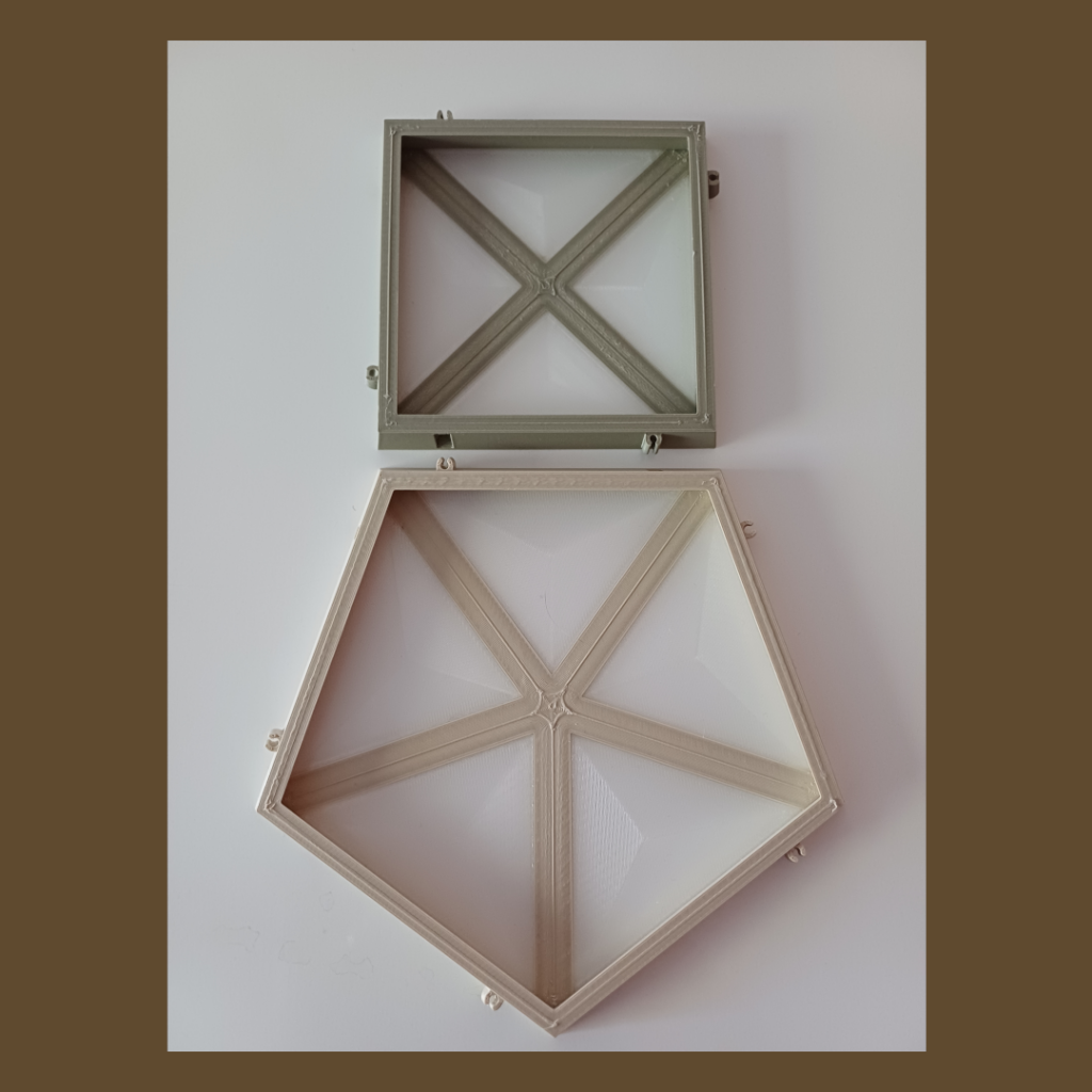 Disconnected clamp mechanism of a hanging lamp shaped like a Rhombicosidodecahedron used for lighting.