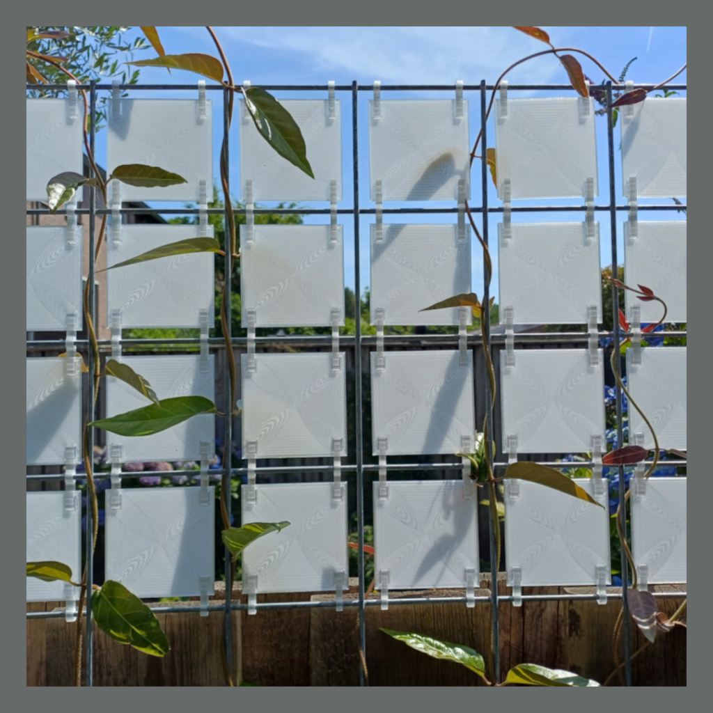 Front view of a flexible mesh panel inlay used for enhanced privacy.