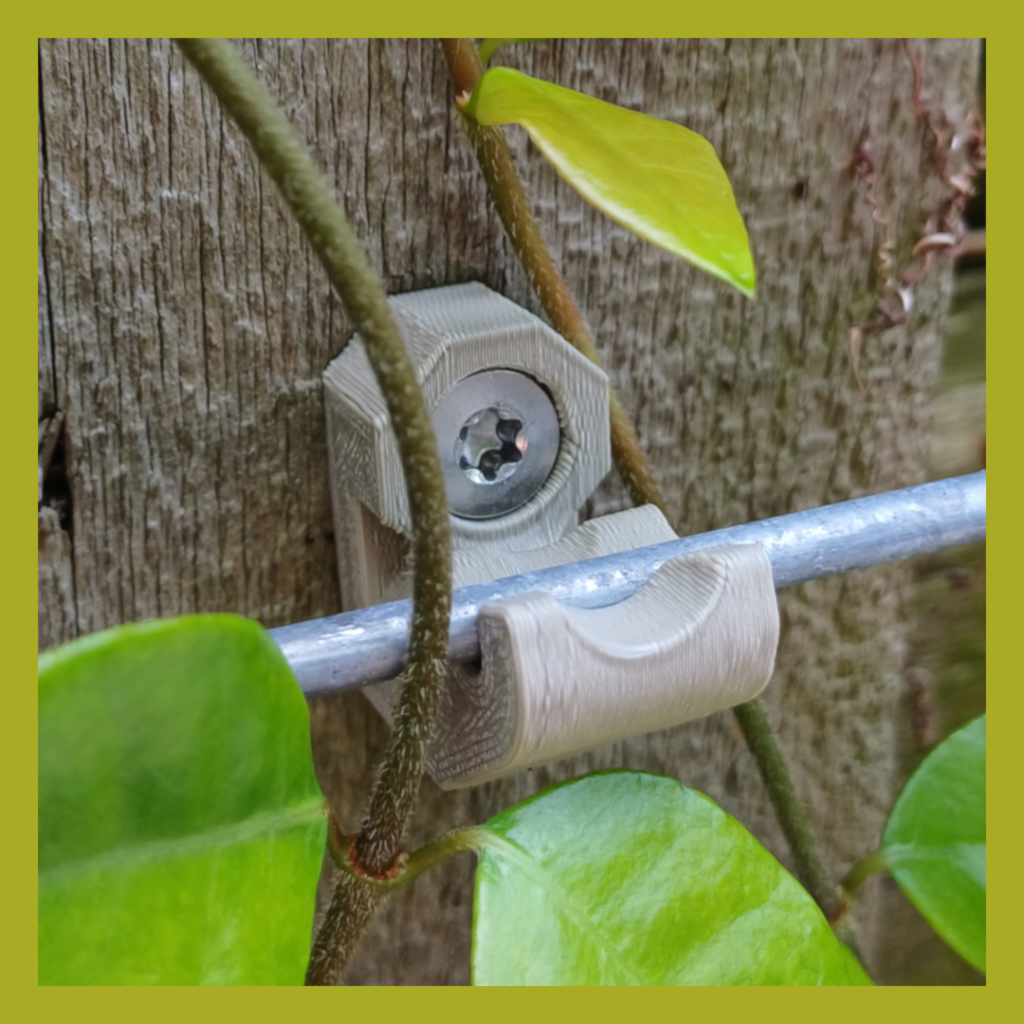 View details of a single mesh panel spacer used to attach a mesh panel to a surface at a specific distance.