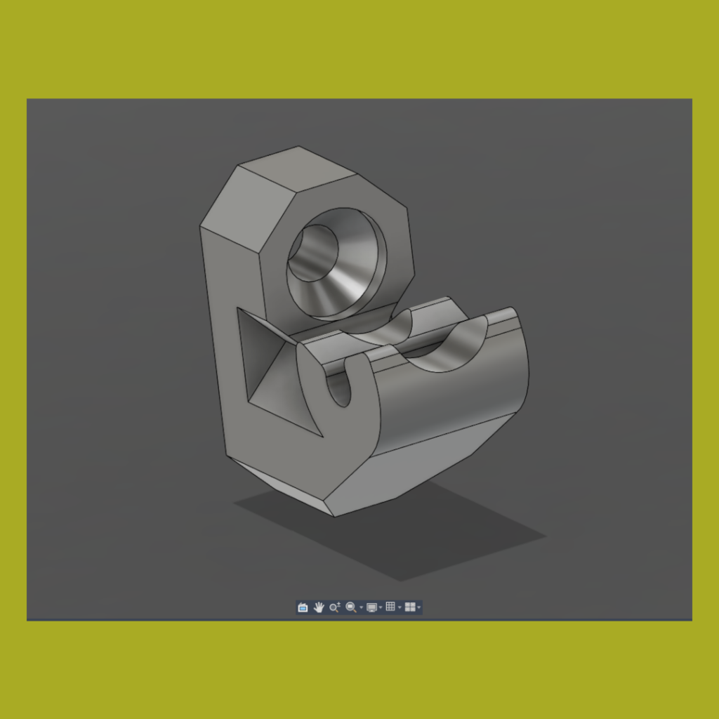 Model of a mesh panel spacer used to attach a mesh panel to a surface at a specific distance.